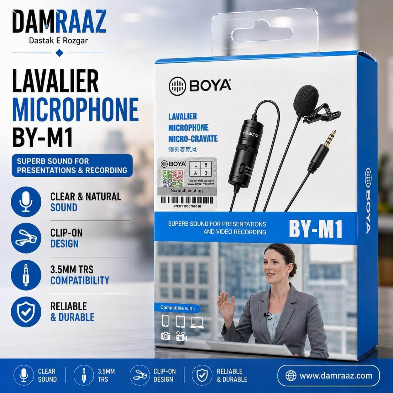 BOYA BY-M1 Lavalier Microphone – Professional Recording Mic
