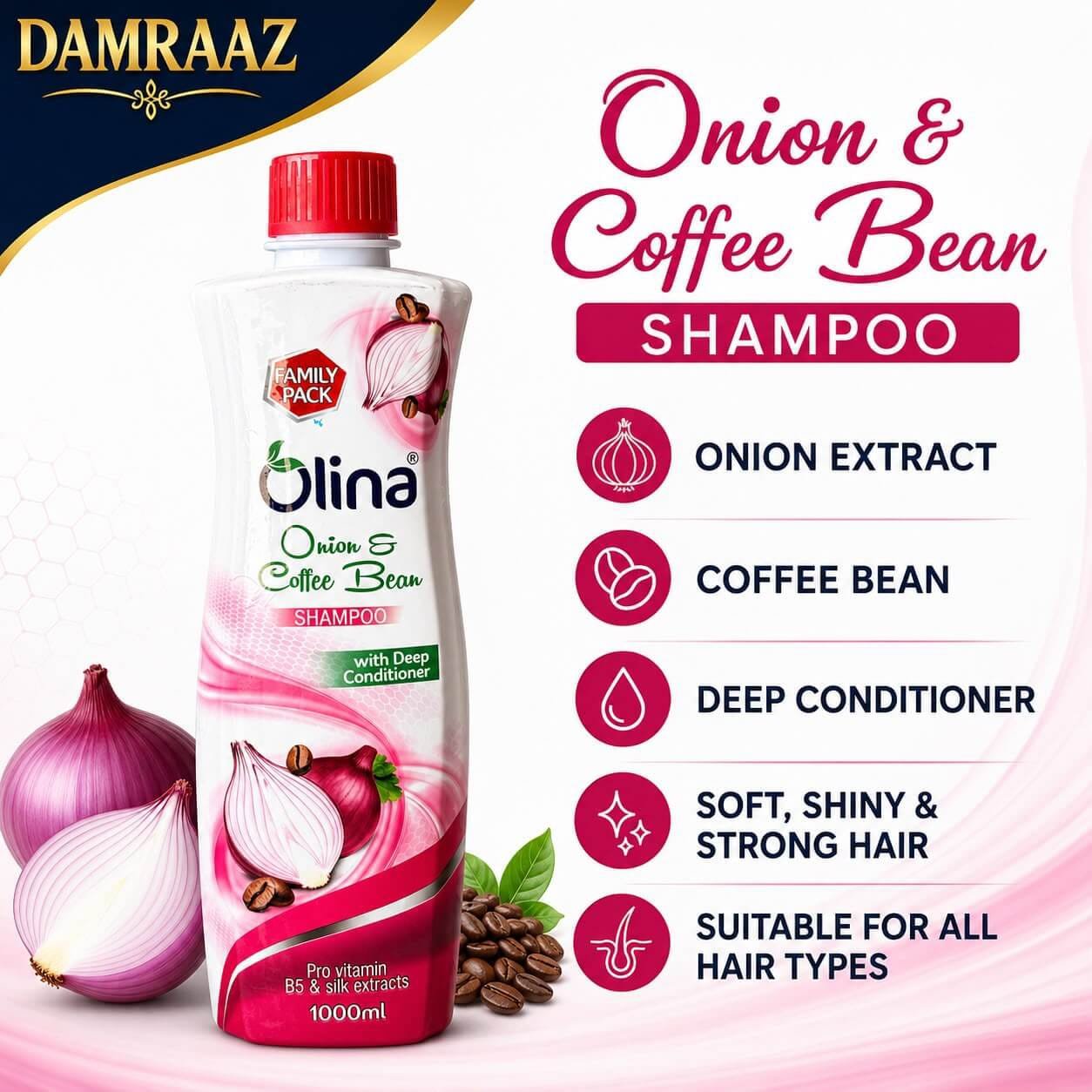 Olina Onion & Coffee Bean Shampoo (500ml)