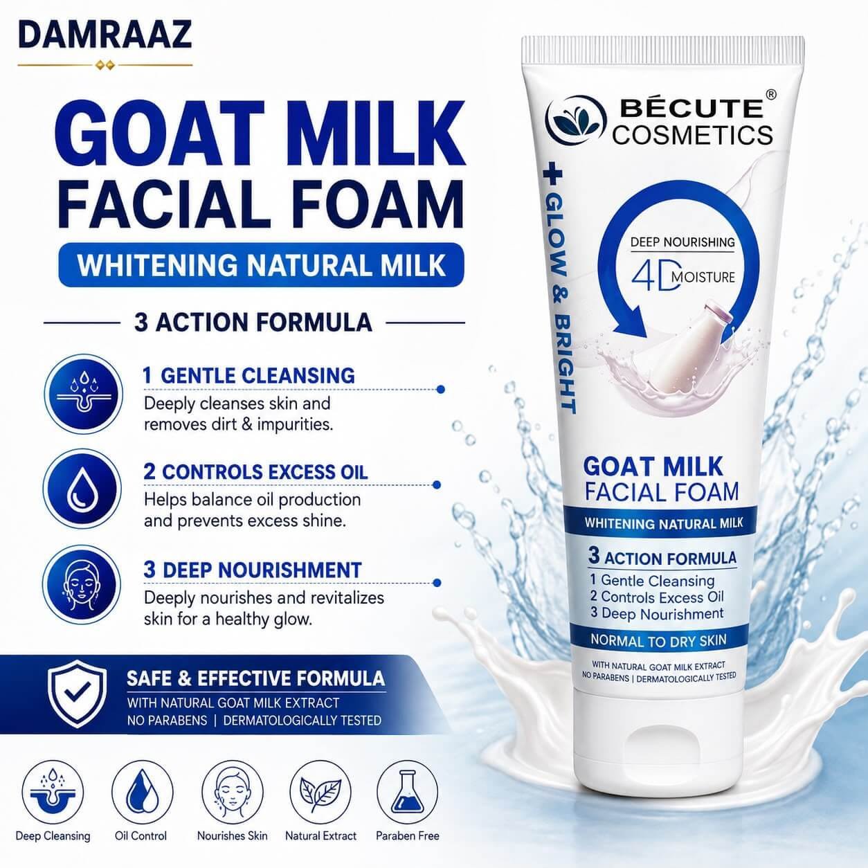 BÉCUTE Goat Milk Facial Foam