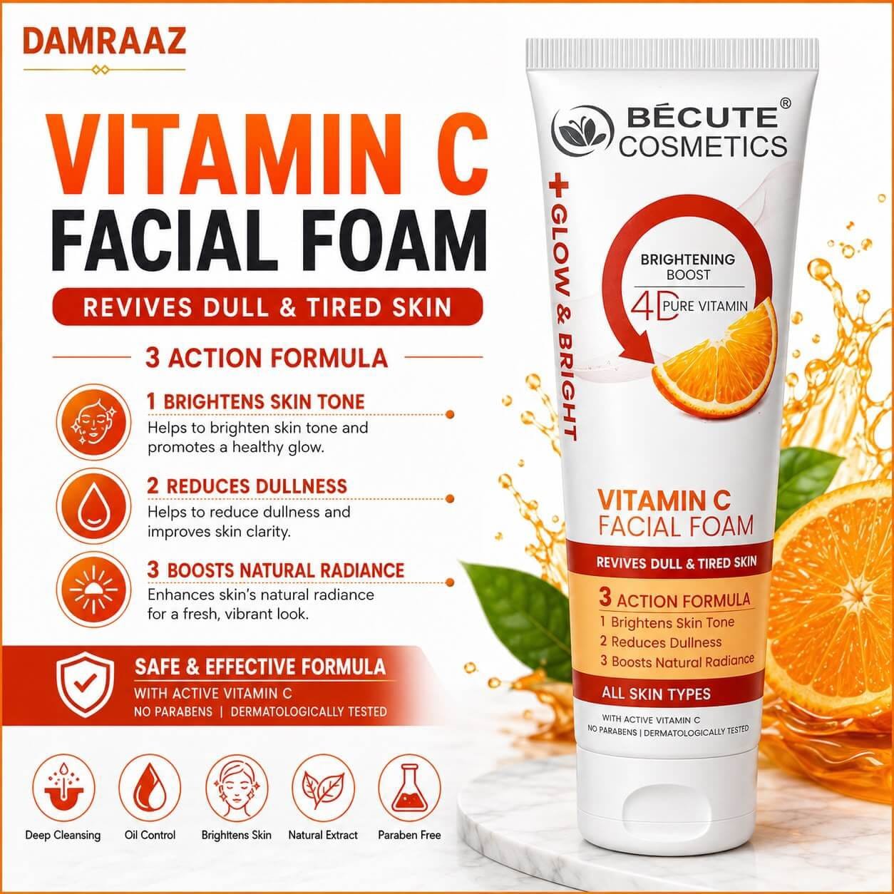 BÉCUTE Vitamin C Facial Foam