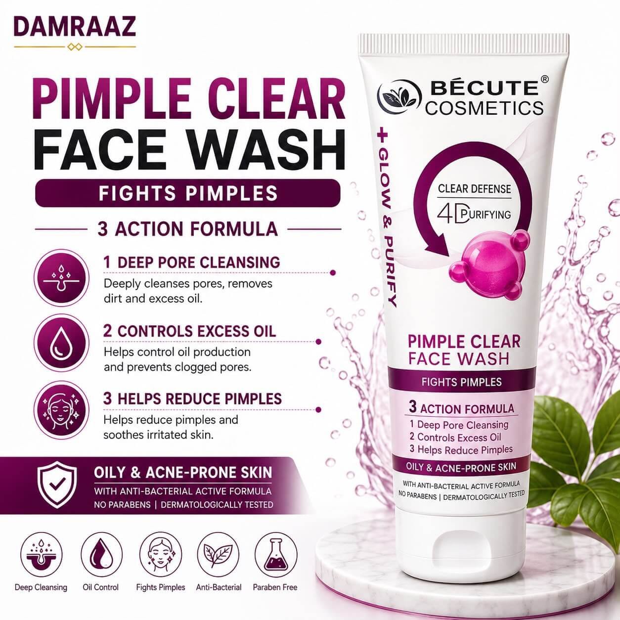BÉCUTE Pimple Clear Face Wash