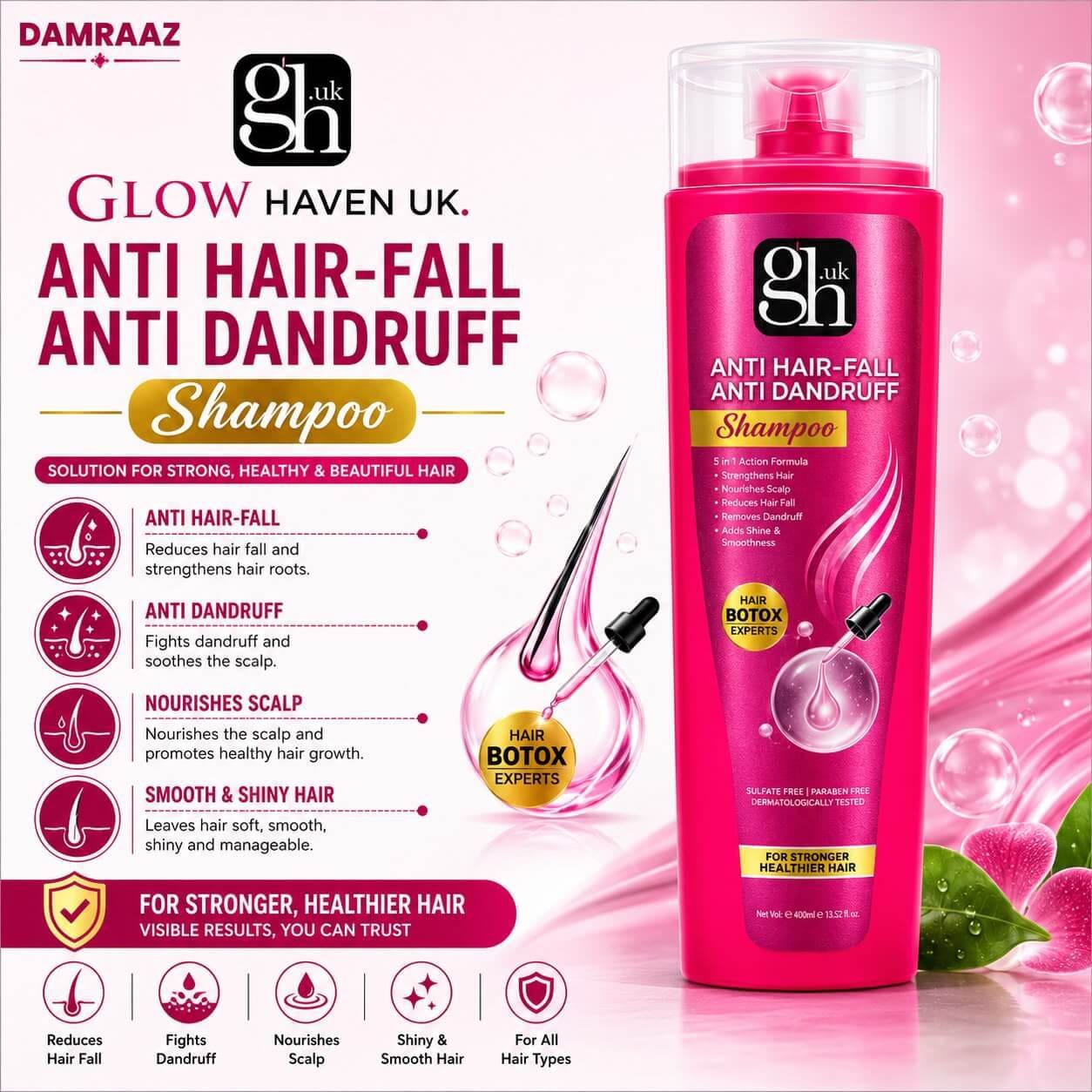 Glow Haven UK Anti Hair-Fall Anti Dandruff Shampoo
