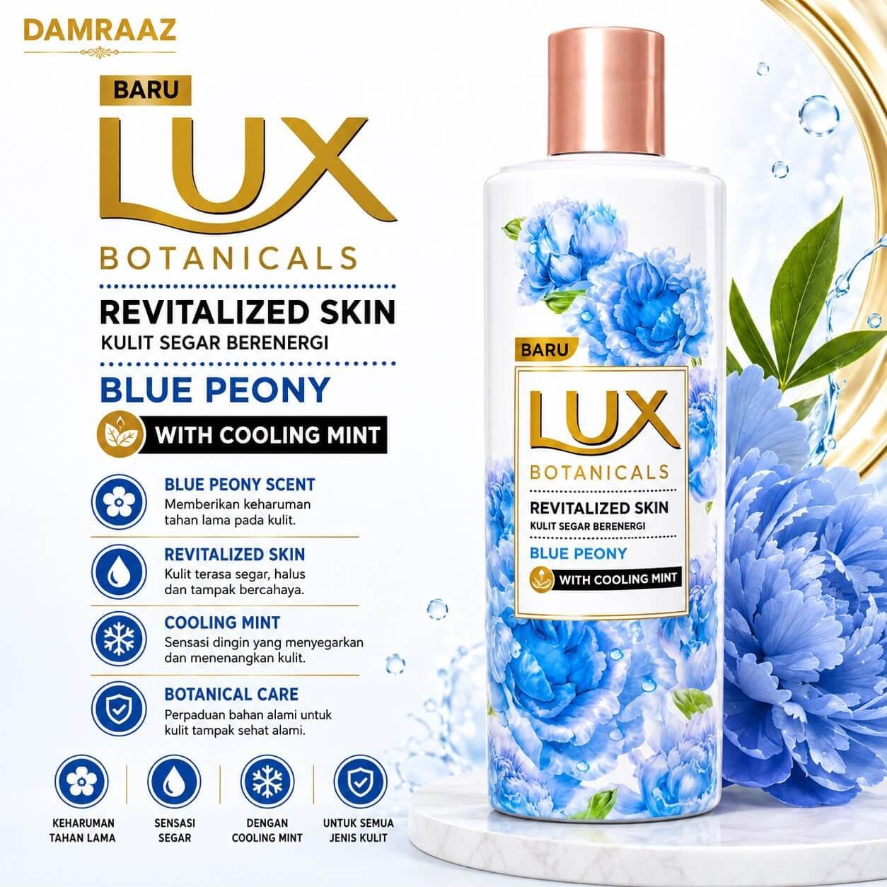 Lux Botanicals Revitalized Skin Blue Peony with Cooling Mint